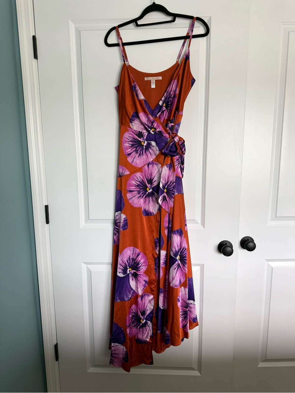 Anthropologie Hutch Floral Wrap Maxi Dress Size Small Copper Orange Purple EUC - Picture 5 of 6